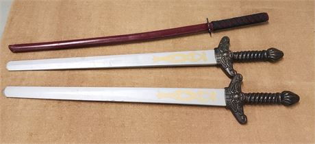 Medevil Sword Pair & Katana Stick...39"