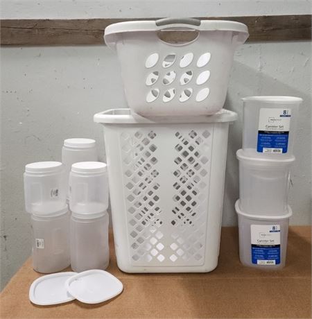 Laundry Basket Pair & Containers
