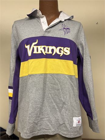 Minnesota Vikings Tommy Hilfiger Gray/Purple Rugby Long Sleeve Polo Size L