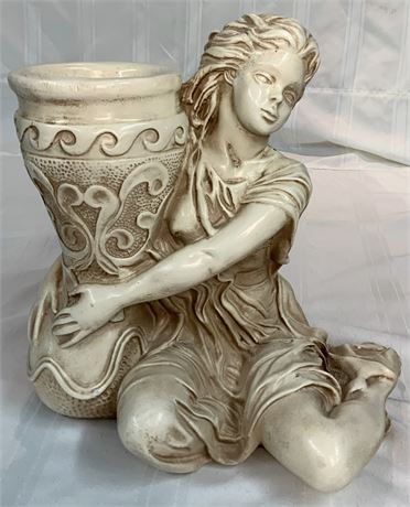 Vintage Chalkware “Lady Hugging a Vase”