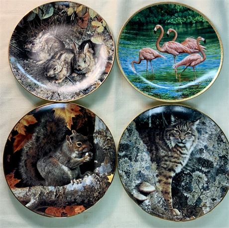W.L. George Set of 4 Wild Animals Fine China Plates