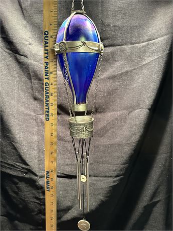 23” long blue glass air balloon wind chime