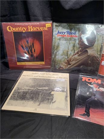 Records: Country Harvest, Jerry Reed, Jerry Lee Lewis, Sweet and Low Blues, Tom