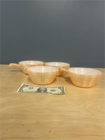 Set of 4 Fire King Peach Ribbed Bowls