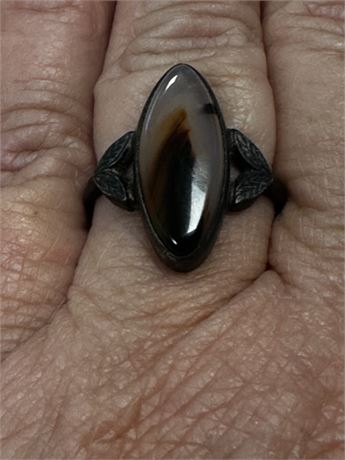 Ring silver with agate vintage