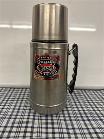 Vintage stainless steel thermos.