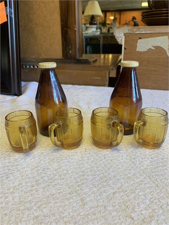 Miller Highlife miniature bottles and mugs