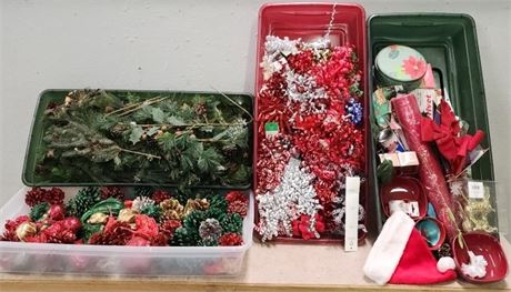 4 Totes Full of Assorted Christmas Crafting/Decor Items - 30qt Totes!