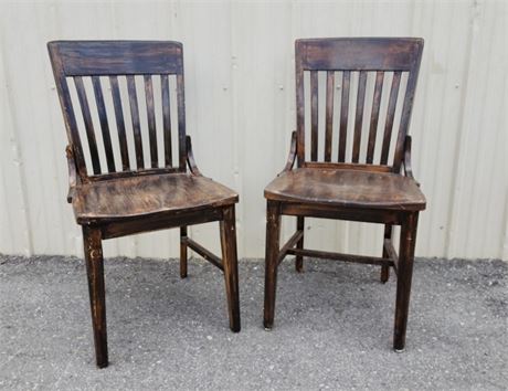 Antique Wood Chair Pair