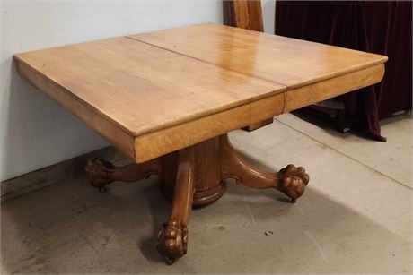 Antique Clawfoot Dining Table w/ Leaves - 48x46 or 77x46x49