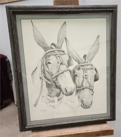 B. Sheilds Framed Signed Mule Print - 23x27