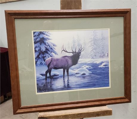 Richard Burns Elk Bugleing Framed Print - 32x26