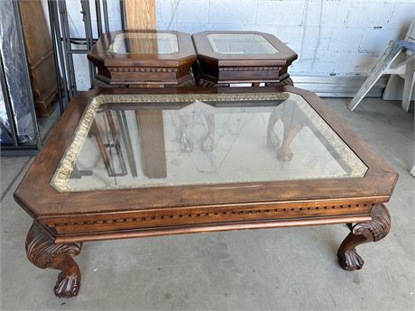 Ornate Coffee Table and Two End Tables