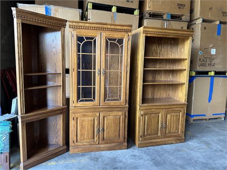 Set of 3 Beautiful Wood Cabinets