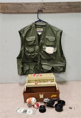 Nice Cabelas Fishing Vest...2XL & Tackle Box with Tackle