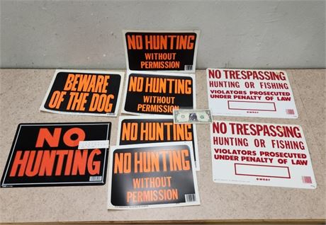 Assorted No Hunting/Trespassing Signs