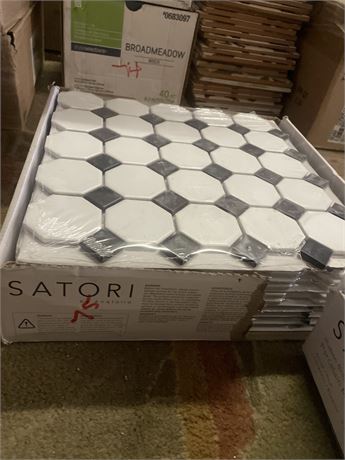 1 full and 1 partial box of white and black satori tile