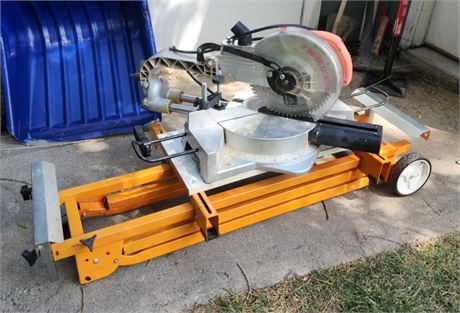10" Compound Mitre Saw w/ Portable Table/Stand (needs safety switch/guard work)