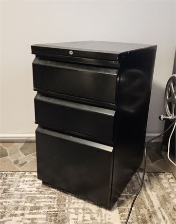 3 Drawer Black Metal File Cabinet - 15x20x27