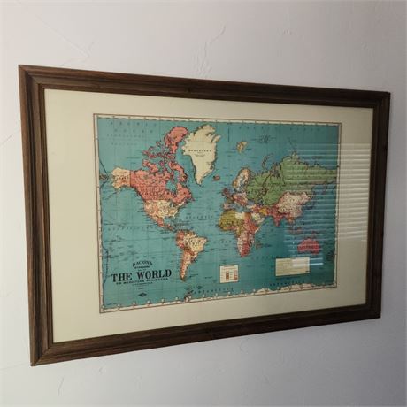 Framed Vintage World Map...39x27