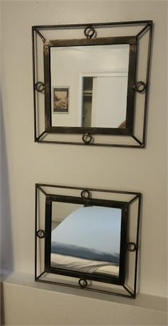 Nice Heavy Metal Framed Mirror Pair...14x14