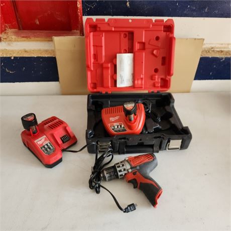 Milwaukee Cordless Drill with 2 Batteries & 2 Chargers