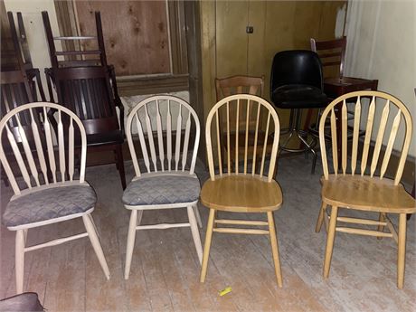4 Assorted Wood Dining Chairs