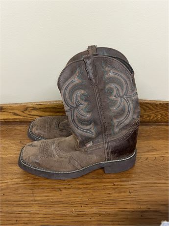 Justin Gypsy Brown Leather Cowgirl Boots Size 8