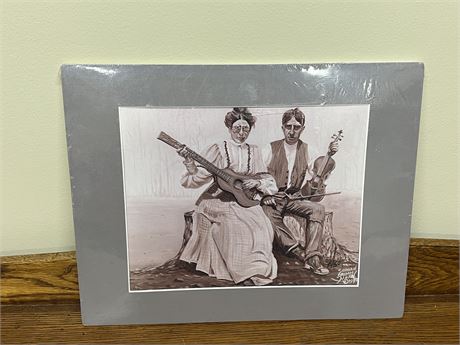 Western Couple Playing Violin & Guitar Print
