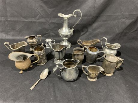 Set of Silver Pitchers & Spoon