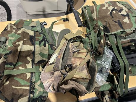 Set of Camo Vests and Bags