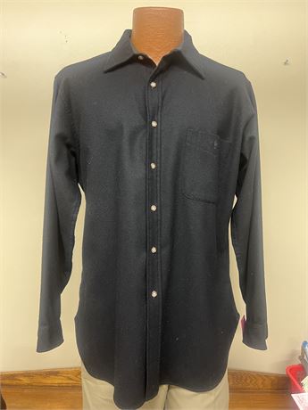 Pendleton Black Wool Long Sleeve Button Up with Elbow Patches Size Large