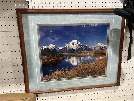 Mountain By Water Scenic Framed Print