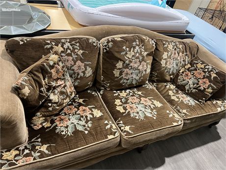 Vintage Brown Flowers Sofa