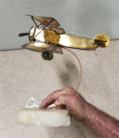 🛩️Cool Demott Metal Bi-Plane Sculpture