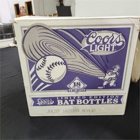 Vintage Coors Light Bat Bottle Case - 12pc Full (never opened)