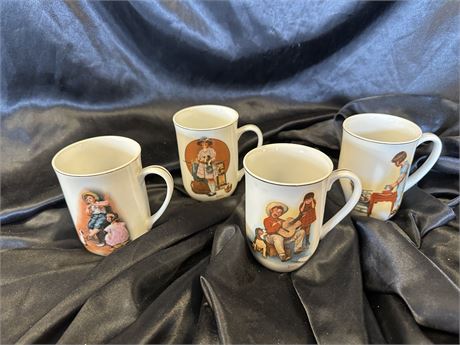 Norman Rockwell Coffee Mugs-Set of 4
