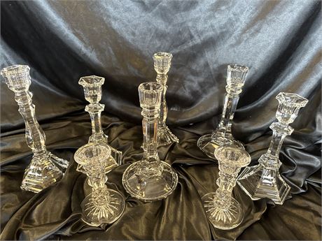 Set of 8 Crystal Candlesticks