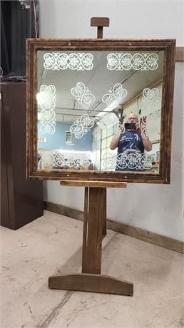Framed Plate Glass Mirror with Design...40x38