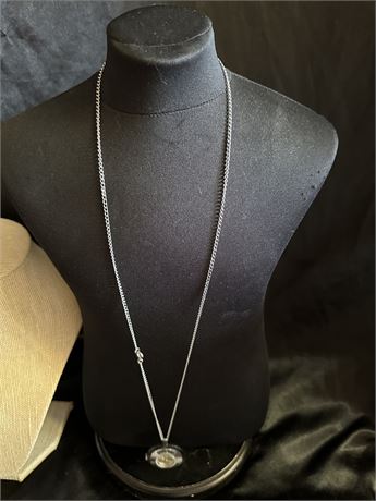 Focal Silver Necklace w/ Clock.