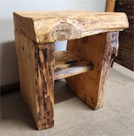 Small Rustic Wood slab Table/Bench - 24x20x28 (slab 4" thick)