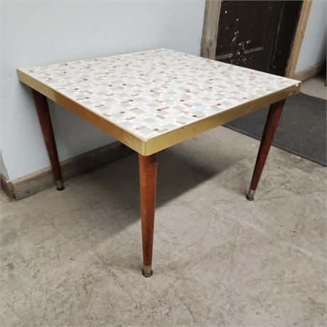 Mid Century Modern Accent/Coffee Table w/ Brass Edge - Cool 24x24x17