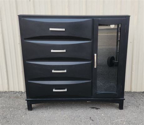 Nice Black Wood Dresser w/ Side Cabinet - 41x16x39