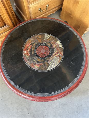 Red and Black Coffee Table w/ Intricate Design