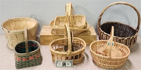 9pc Assorted Mostly New Crafting/Yarn Basket Bundle