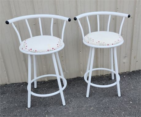 White Swivel Stool Pair - 23" Seat height