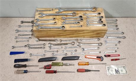 Assorted Drivers & Metric Wrenches (one ratchet wrench set)