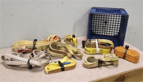 Assorted Tow Straps w/ Crate