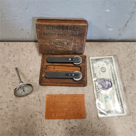 Antique Rotary Steel Stamps/Stencil/Thermometer