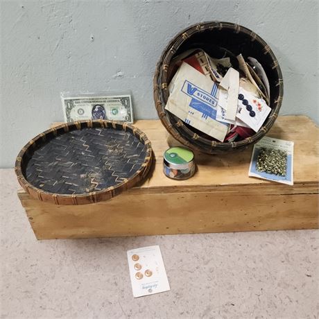 Vintage Basket with Buttons